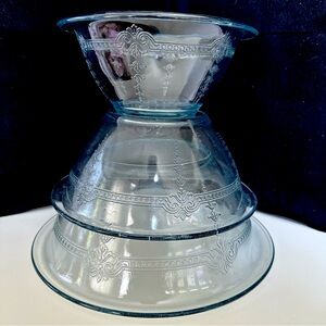 Fire King Sapphire Philbe Mixing Bowl Set of Three Vintage